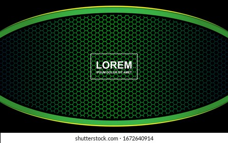 Abstract background with hexagonal geometric and green light