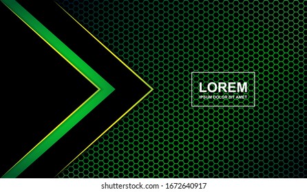 Abstract background with hexagonal geometric and green light