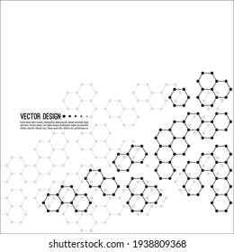 Abstract background of hexagonal molecular structure. The concept of innovative healthcare, biotechnology, nanotechnology. Illustration with chemical and genetic compounds. 