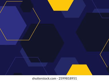 Abstract background of hexagons in blue and yellow colors. Vector illustration