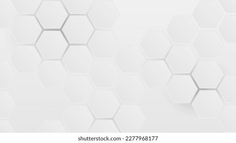 Abstract background with hexagons with copy space. Luxury pattern. Horizontal banner. Modern design for wallpaper, flyer, poster. Technology, futuristic digital hi tech concept. Vector Illustration