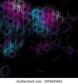 Abstract background of hexagons. Geometric background. Dark background.
