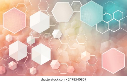 Fondo Abstractas de hexágonos sobre fondo coloreado, textura de Formas hexagonales. Antecedentes médicos o tecnológicos.