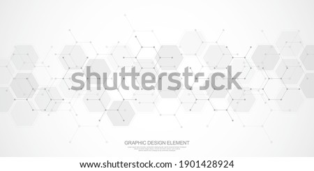 Abstract background of hexagons pattern and chemical engineering, genetic research, molecular structure. Vector illustration for innovation technology concept, science, healthcare, and medicine design