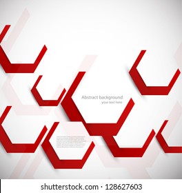 Abstract background with hexagons in red color
