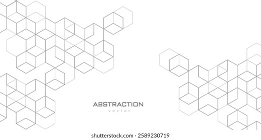 Abstract background of hexagons. Technological white background. Futuristic digital hi-technology banner. Vector illustration.