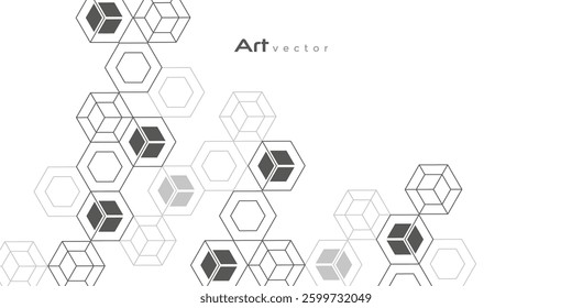 Abstract background of hexagons. Technological white background. Futuristic digital hi-technology banner. Vector illustration.