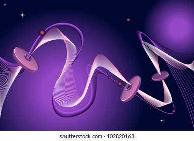 abstract background with hi tech waves