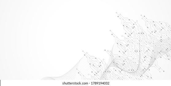 Abstract background with High-tech technology texture circuit board texture. Abstract circuit board banner wallpaper. Electronic motherboard vector illustration.