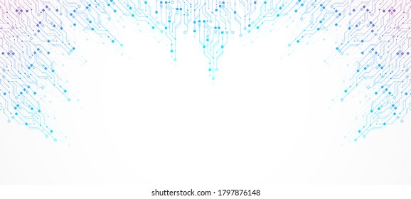 Abstract background with High-tech technology texture circuit board texture. Abstract circuit board banner wallpaper. Electronic motherboard vector illustration.