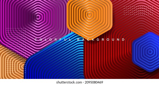 Abstract background hipster style. Hexagon shape overlap layers.
