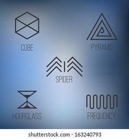 Abstract Background with hipster symbols set, vector design. 