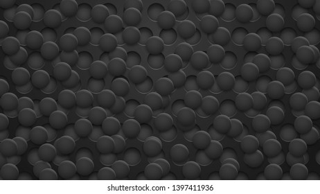 Abstract background of holes and circles with shadows in black colors
