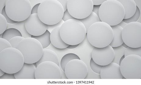 Abstract background of holes and circles with shadows in gray colors