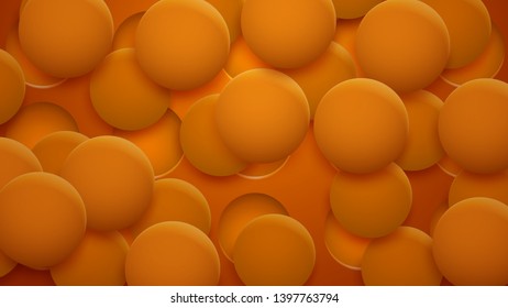 Abstract background of holes and circles with shadows in yellow and orange colors