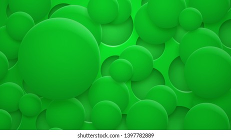 Abstract background of holes and circles with shadows in green colors