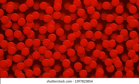 Abstract background of holes and circles with shadows in red and black colors