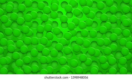 Abstract background of holes and circles with shadows in green colors
