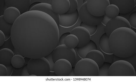 Abstract background of holes and circles with shadows in black colors