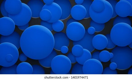 Abstract background of holes and circles with shadows in blue colors