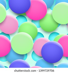 Abstract background of holes and multicolored circles with shadows