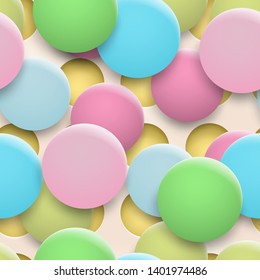 Abstract background of holes and multicolored circles with shadows