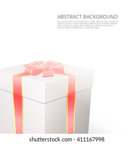 Abstract background for the holiday greetings. Box with a gift bow and ribbons. Isolated on white background.