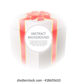 Abstract background for the holiday greetings. Box with a gift bow and ribbons. Isolated on white background.