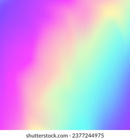 Abstract Background. Hologram Texture. Chrome Light. Pop Minimalist Backdrop. Graphic Card. Shiny Vector. Blue Neon Gradient. Iridescent Texture. Pink Abstract Background