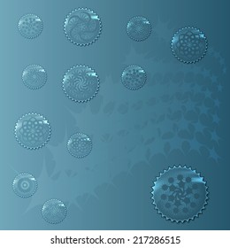 Abstract background with holographic stickers.
