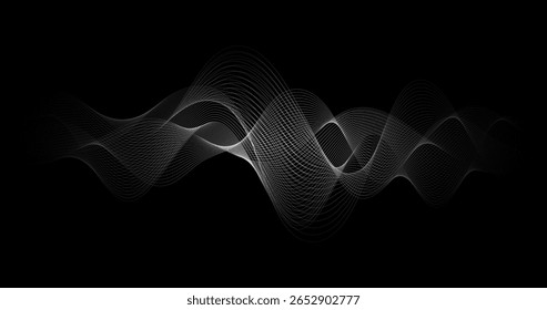 Abstract background with Horizon Fading dynamic waves Telecommunication Audio Tracks Technology Design