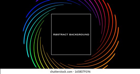 Abstract background, horizontal banner. Background with swirl. Dark. Linear pattern. Title.  Template for banner, cover, landing page, presentation, leaflet. Minimalism.