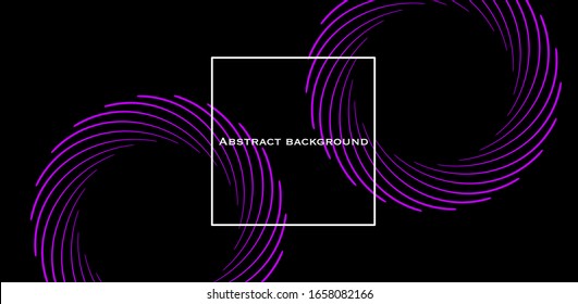 Abstract background, horizontal banner. Background with swirl. Dark. Linear pattern. Title.  Template for banner, cover, landing page, presentation, leaflet. Minimalism.