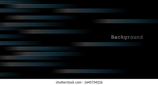Abstract background, horizontal banner. Template for cover, banner, leaflet, landing page. Background with title. Minimal design. Dark style, black background with gradient lines.