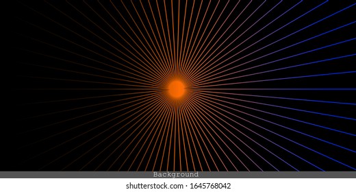 Abstract background, horizontal banner. Template for cover, banner, leaflet, landing page. Background with title. Minimal design. Sunset. Rays of sun. Lights.