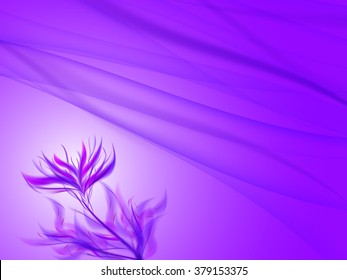 Abstract background with horizontal lines and flowers in purple color, vector illustration