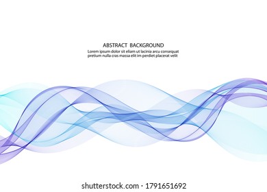 
Abstract background, horizontal smooth lines blue transparent waves