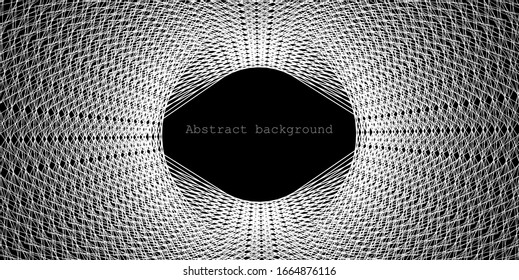 Abstract background, horizontal template for banner, cover, presentation, landing page, leaflet. Geometric. Linear pattern. Monochrome. Modern. 3D shape.