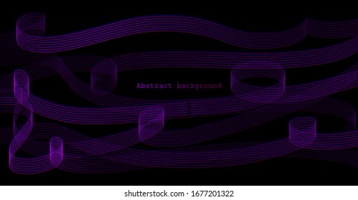 Abstract background, horizontal template for banner, cover, presentation, landing page, leaflet, brochure, wallpaper. Dark style. Black background with linear pattern. Stripes. Modern design.