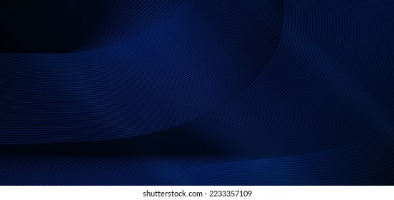 Abstract background horizontal wave lines design and pattern on dark blue background and texture. You can use for ad, poster, template, business presentation. Vector illustration
