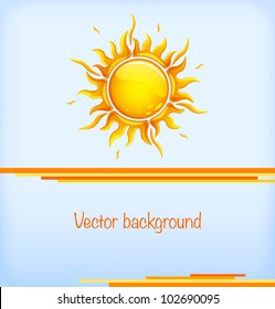 Abstract Background With Hot Sun In A Glossy Style. Vector Illustration.