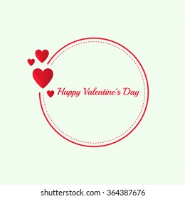 Abstract background with hovering red hearts. Text Happy Valentines Day