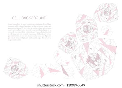 Abstract background with human cells. Stock vector illustration of polygonal cell for medicine and biology presentation, flyer and poster template.