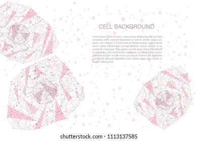 Abstract background with human cells. Stock vector illustration of polygonal cell for medicine and biology presentation, flyer and poster template.