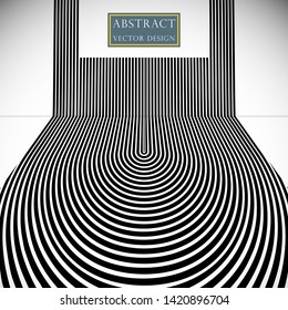 Abstract background the hypnotic lines of the strip. Vector dizzying banner illustration, poster monochrome flat style. Space for text.