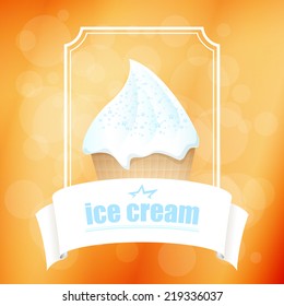 Abstract background with ice cream with topping in a frame. Vector