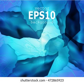 Abstract background. Ice cubes. Fresh banner. Blue tones.