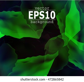 Abstract background. Ice cubes.  Green and black tones.