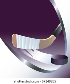 Abstract background with ice hockey stick and puck. Vector illustration.