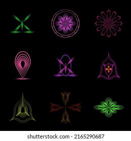 Abstract background icon element set outline shape art design pattern vector illustration